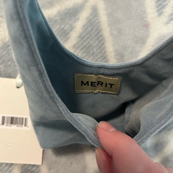 Merit Blue Velvet & Brown Ribbed Velvet bags - Picture 2 of 4